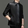 Новая натуральная кожаная куртка мужская тонкая с короткими лацканами для людей среднего и пожилого возраста кожаная куртка для папы
