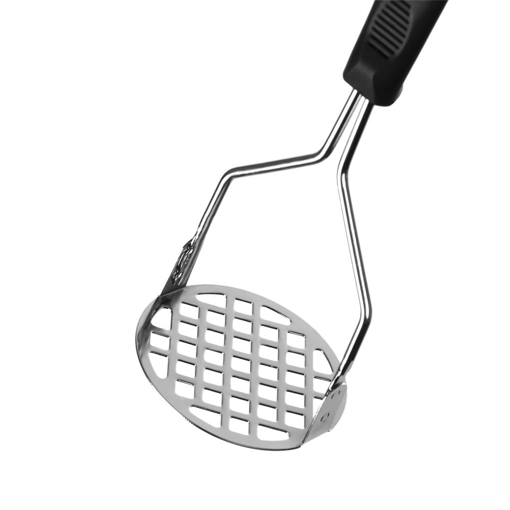 Приготовление картофельного пюре Гладкий кухонный картофелемялка Нержавеющая сталь Овощедавилка Черная ручка