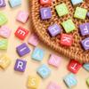 40Pcs 9*7mm Mixed Color Acrylic Flat Square Double Hole Letter Beads DIY Handmade Bracelet Necklace