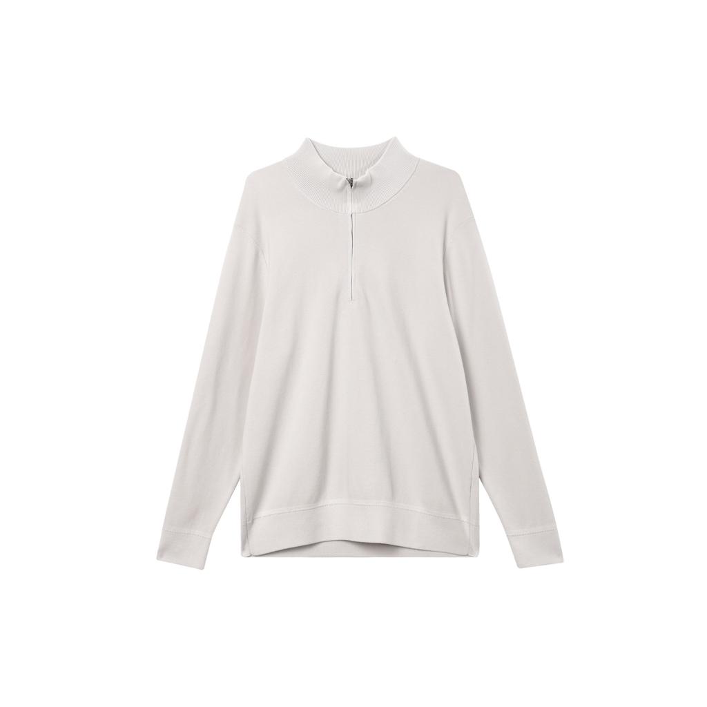 Uniqlo Свитер мужской SS23 Однотонный с полумолнией и длинным рукавом Стойка Светло-серый 456316-02