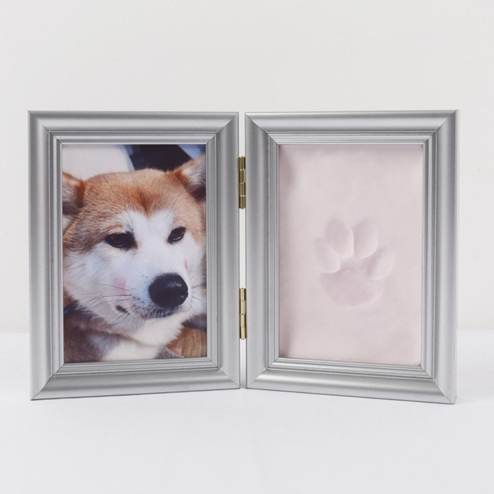 Складная фоторамка «Следы лап питомца» DIY Металлическая застежка Шкатулка-витрина для отпечатка лапы питомца Набор для отпечатка лапы питомца Глина Памятный сувенир