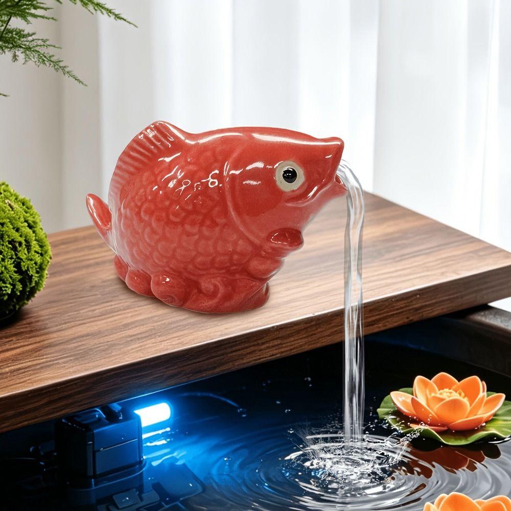 Ceramic Carp Garden Statue Wear Resistant Ceramic Carp Fish Statue Pond Fountain