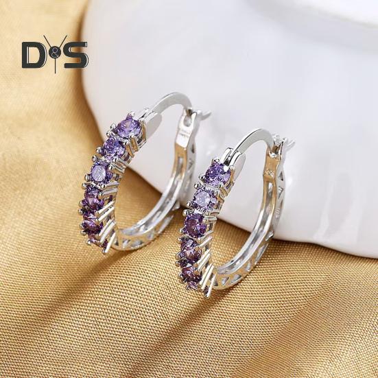 Серебряные серьги-кольца для женщин Серьги-кольца с кубическим цирконием на День матери Подарки на годовщину, день рождения