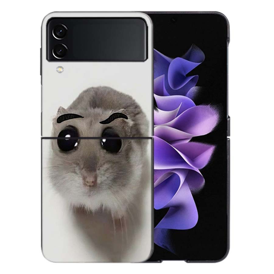 Смешной грустный хомяк Мем Чехол для Samsung Z Flip7 6 Galaxy Чехол Ударопрочный Z Flip5 Z Flip3 4 5G Жесткая крышка Телефон ТПУ ПК Жесткий Забавный