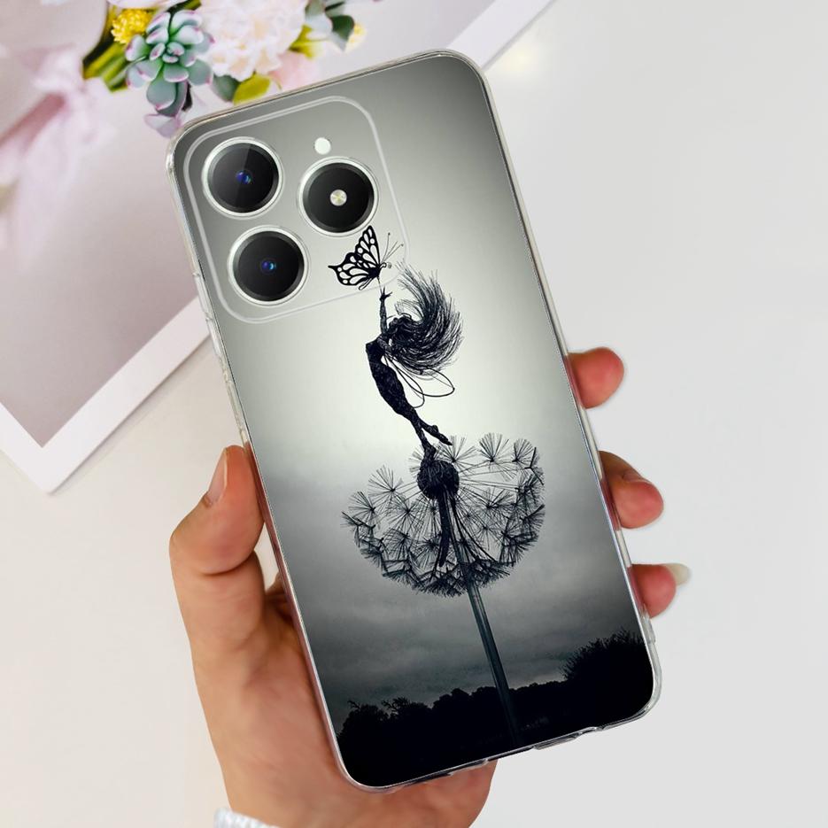 For Realme C61 Case RMX3939 Cute Panda Cartoon Painted Cover Soft Slim Phone Case For Realme C63 C 61 RealmeC61 RealmeC63 Bumper