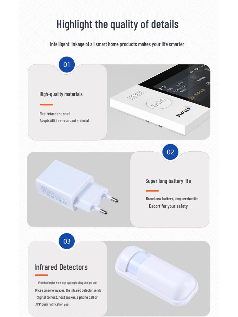 Tuya Dual Network WiFi+4G Alarm System with 4.3" Touchscreen