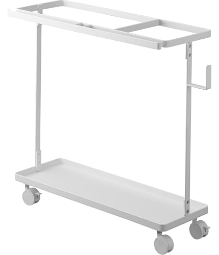 Yamazaki Tower Fitness Equipment Storage Rack with Casters, White, Approx. W50.3 X D18.5 X H45.5cm (including Casters), Model 1989