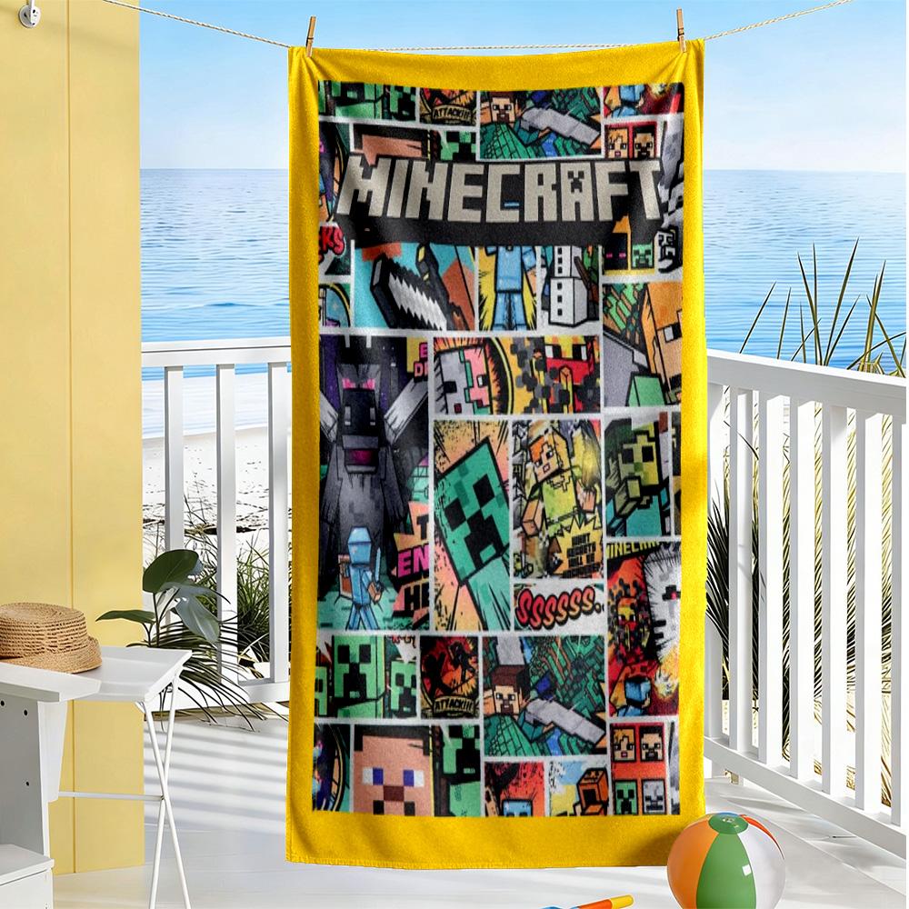 Minecraft Beach Towel Quick-Dry Soft Microfiber Comfortable Lightweight Portable for Swimming,Beach,Camping, Travel, Beach Accessories,Gym