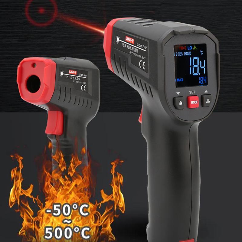 UNI-T UT306S UT306C Цифровой термометр Бесконтактный Бытовой Промышленный Инфракрасный Лазерный Тестер Температуры Измеритель Пистолет -50℃-500℃