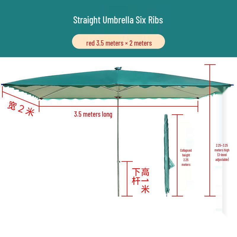 Large Rectangular Folding Patio Umbrella with Canopy Sun Protection