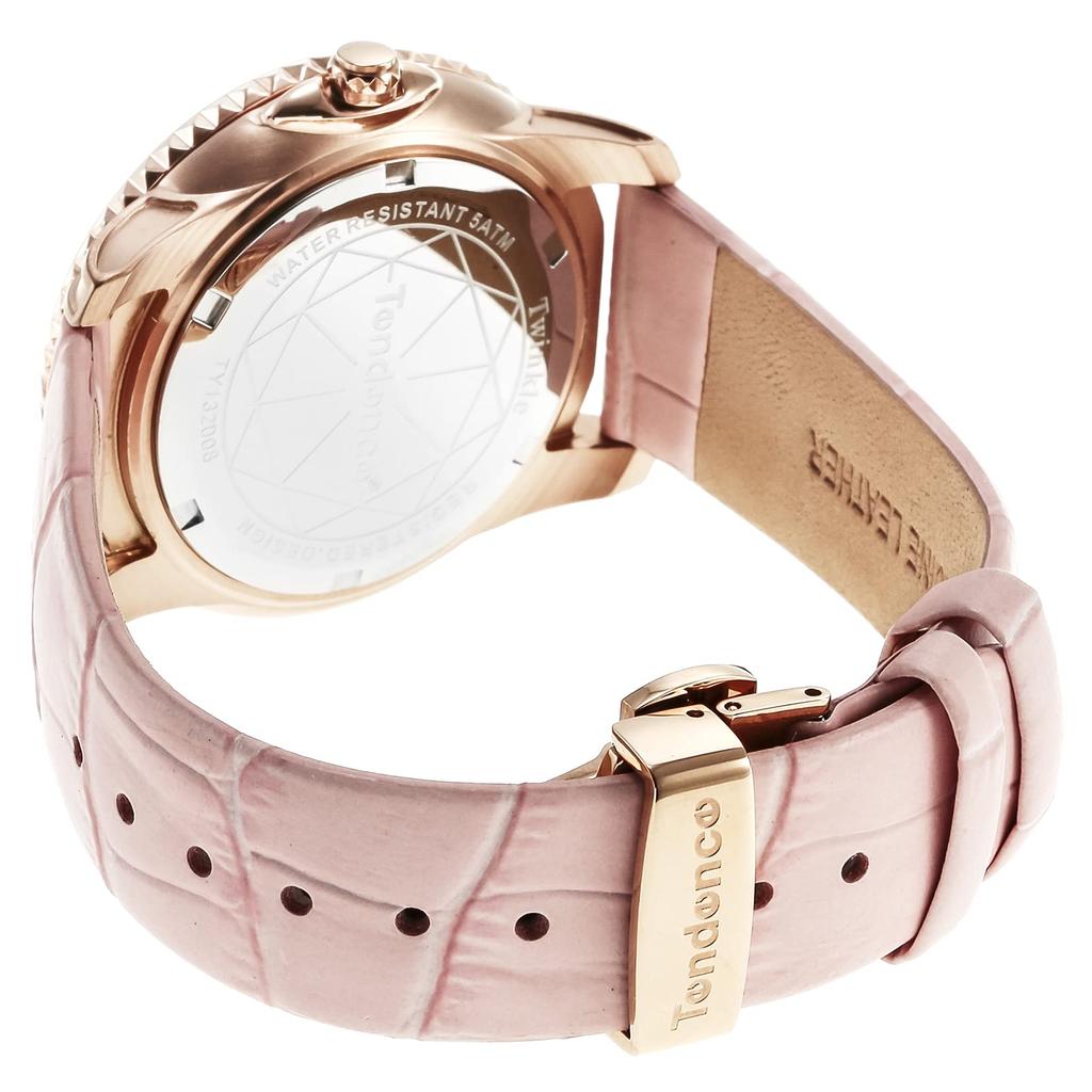 TENDENCE Watch TY132008 TWINKLE Rose Gold Calf Leather Quartz 41mm Watch Women's