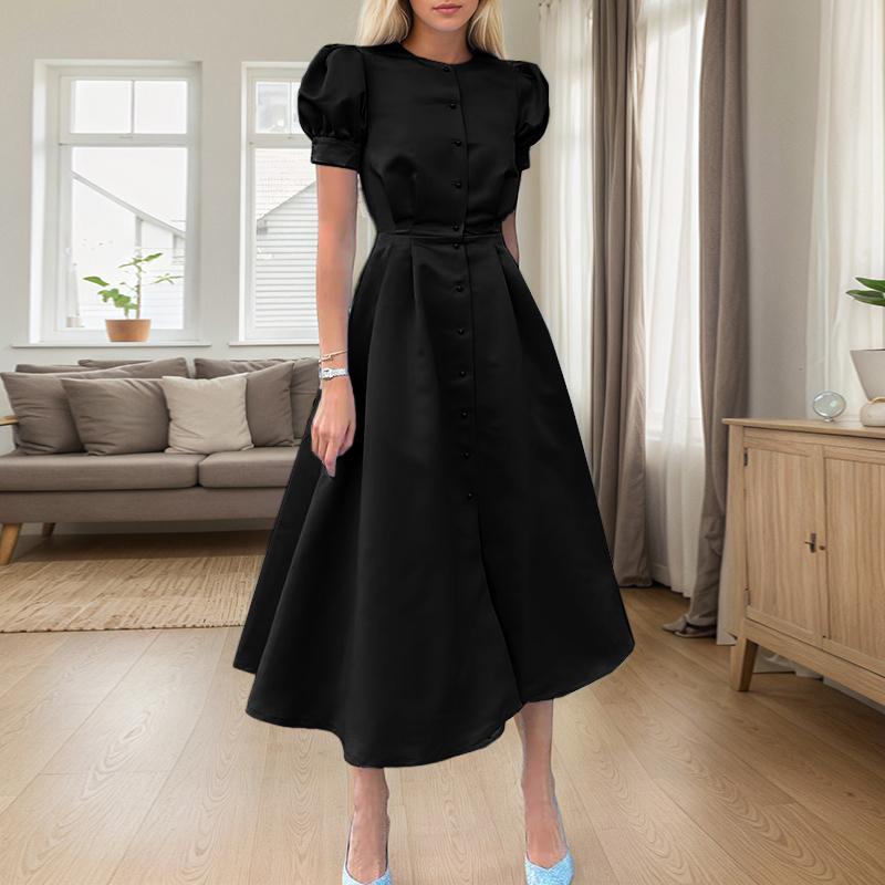 ZANZEA Элегантное женское повседневное платье с круглым вырезом и короткими рукавами