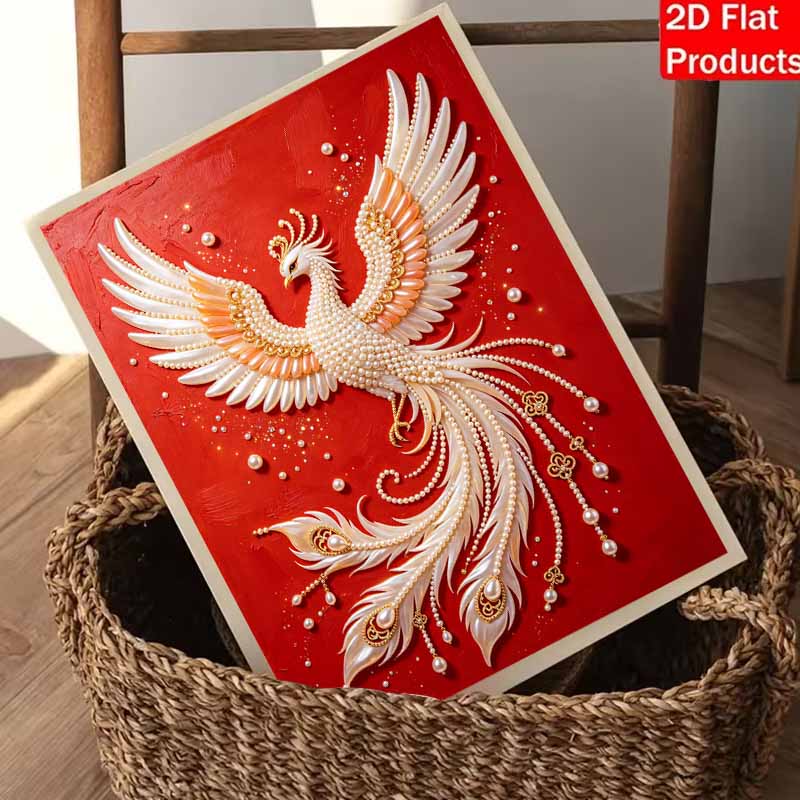 Pearl painting kit features 5D pearl phoenix mosaic art style for home wall decoration.