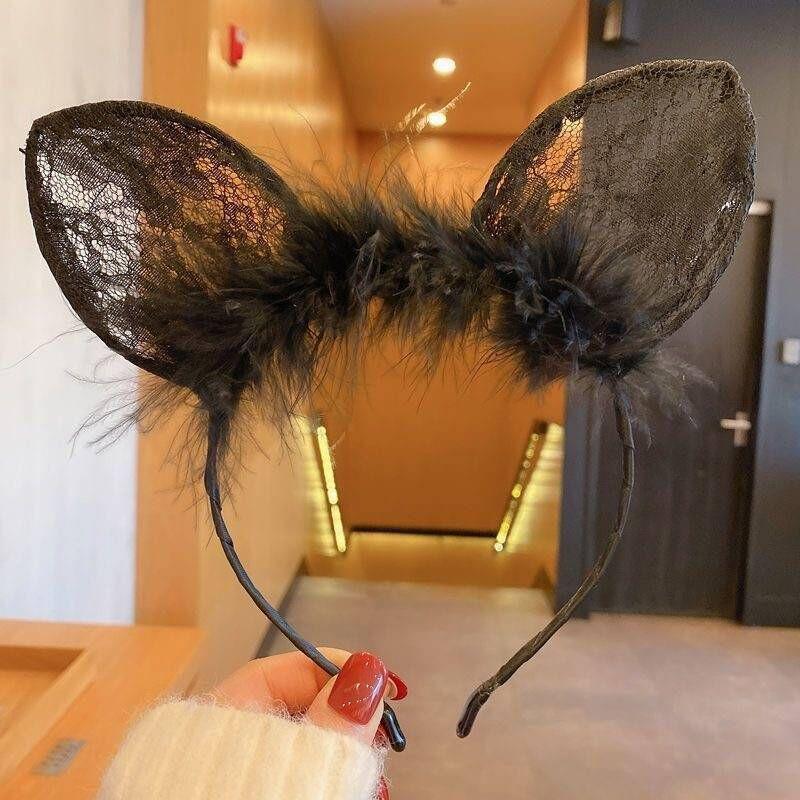 Корейская повязка на голову с ушками кошки Fan Lei: Милый аксессуар Catwoman для рождественских вечеринок