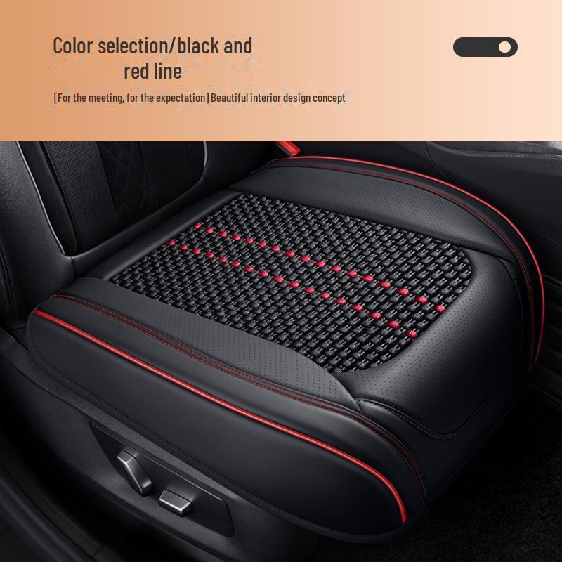 Комплект всесезонных подушек на сиденье автомобиля для водителя, с кожаной обивкой и материалом Ice Silk для вентиляции и противоскользящими свойствами.