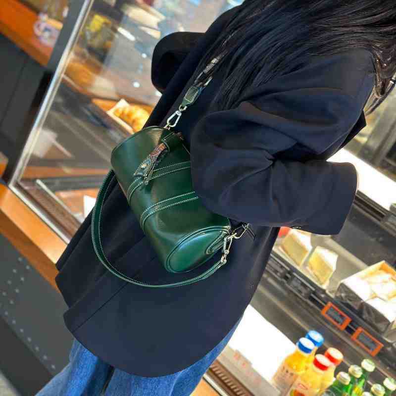 Кожаная цилиндрическая сумка, женская универсальная сумка через плечо, круглая сумка-подушка, высококачественная повседневная сумка-мессенджер