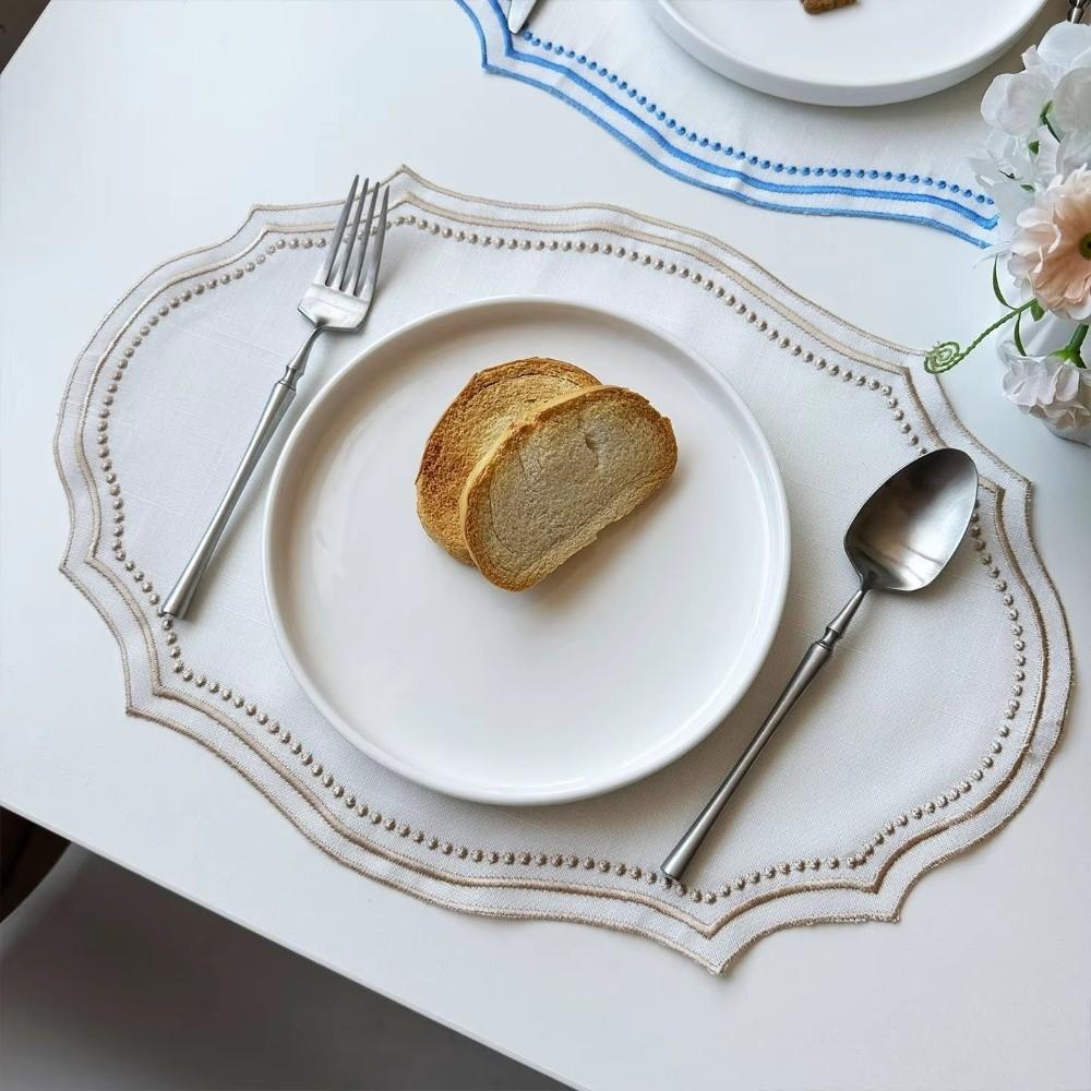 Новая винтажная салфетка под тарелку, салфетки, имитация хлопка и льна, моющаяся, декоративная скатерть, ткань с вышивкой французским кружевом, салфетка для стола