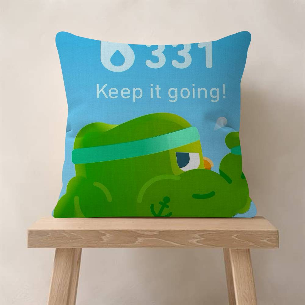 Cartoon DDuolingo Owl HD Personalized Picture Text Home Decorative Pillows Household Gifts xcm