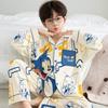 Kids Cotton Cartoon Pajama Set Long Sleeve Button Front Sleepwear Boys Teens Home Wear Comfortable Soft