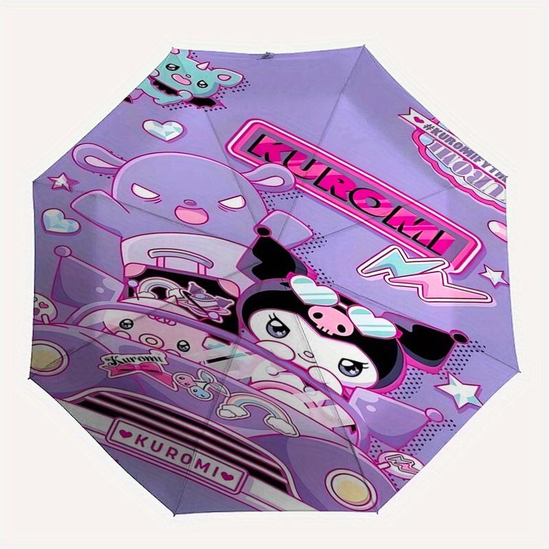 Kuromi,Car Automatic Folding Umbrella-Simple 8-Rib Design, Bright Cartoon Pattern, Durable Iron Frame, Suitable For Travel, Outdoor, Beach-C