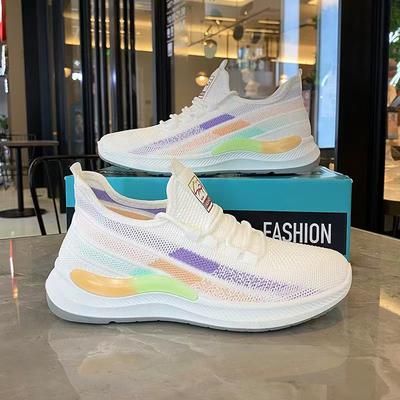 Повседневная обувь женская легкая обувь для бега новая дышащая обувь из летучей ткани на мягкой подошве женские маленькие белые туфли модная материнская трендовая обувь