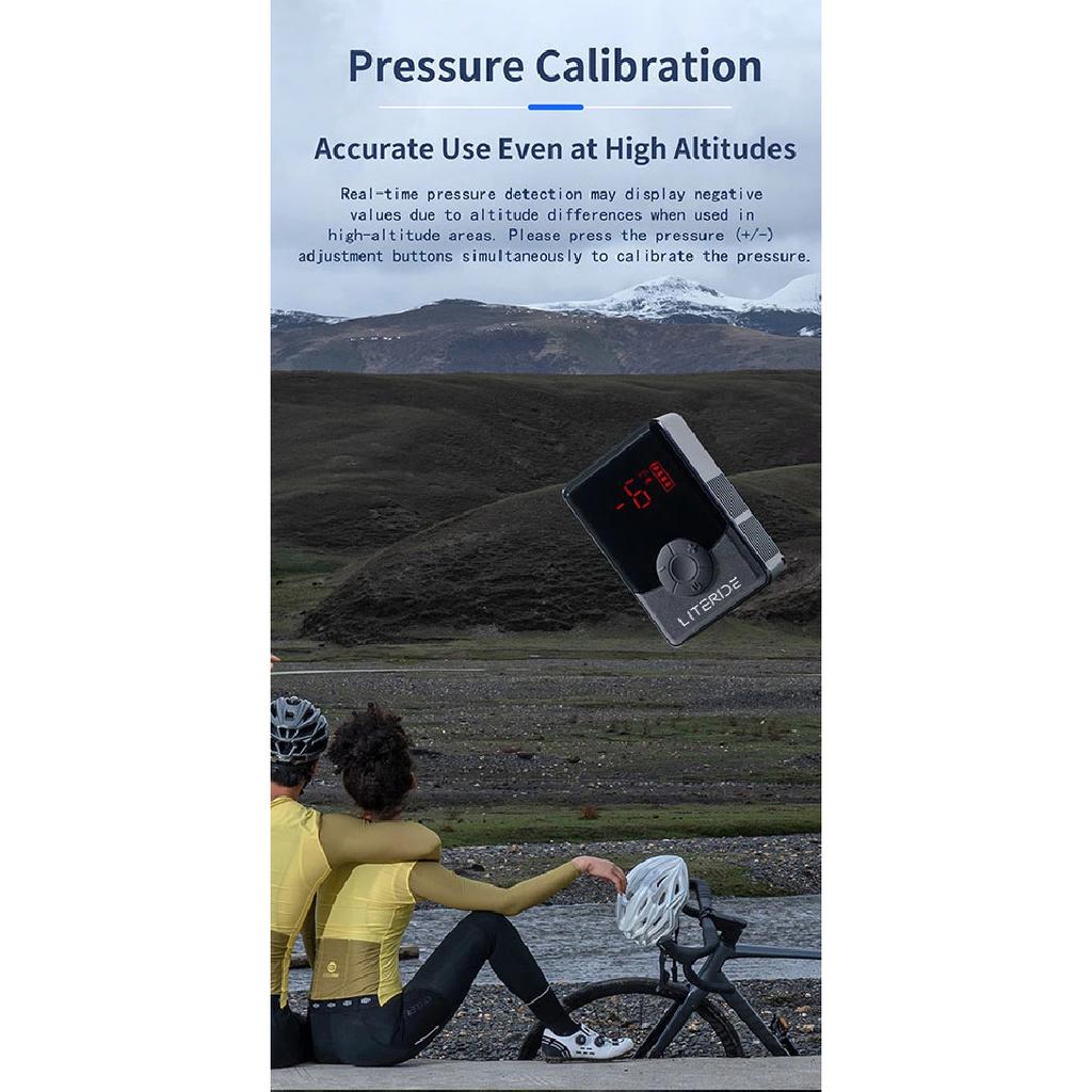 LITERIDE 120 PSI Portable Pocket Bike Electric Air Pump MINI Tire Inflator For Bicycle Digital Gauge Display