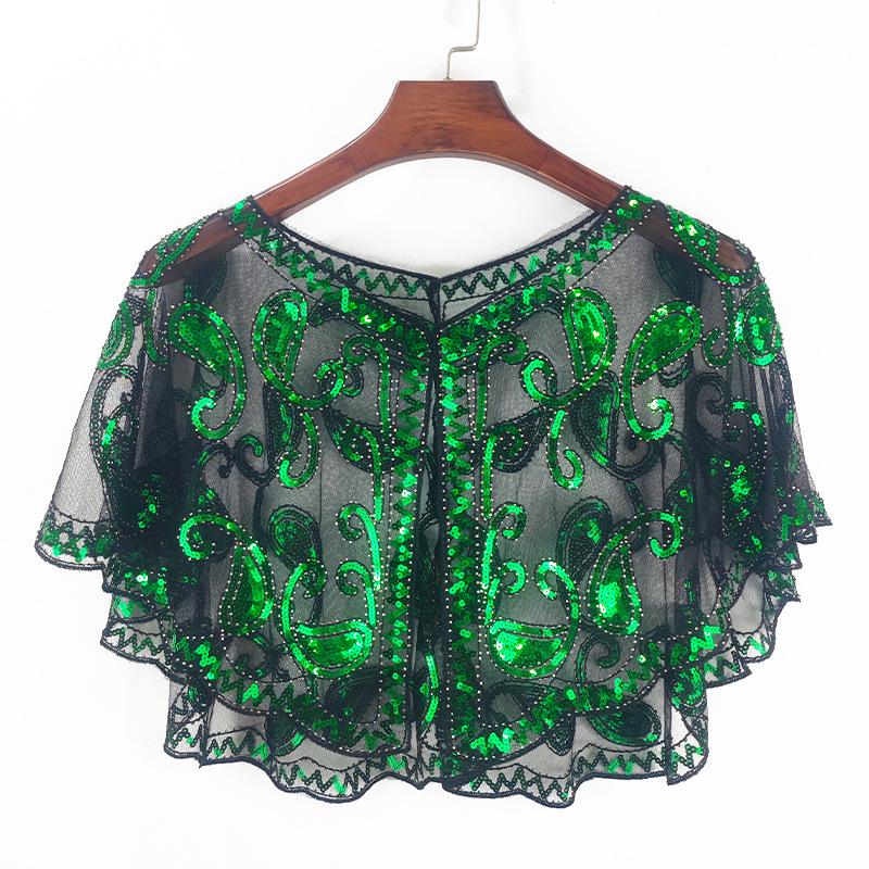 Женская шаль из сетки с пайетками большого размера - Вышитый кардиган без рукавов с бисером и куртка от солнца