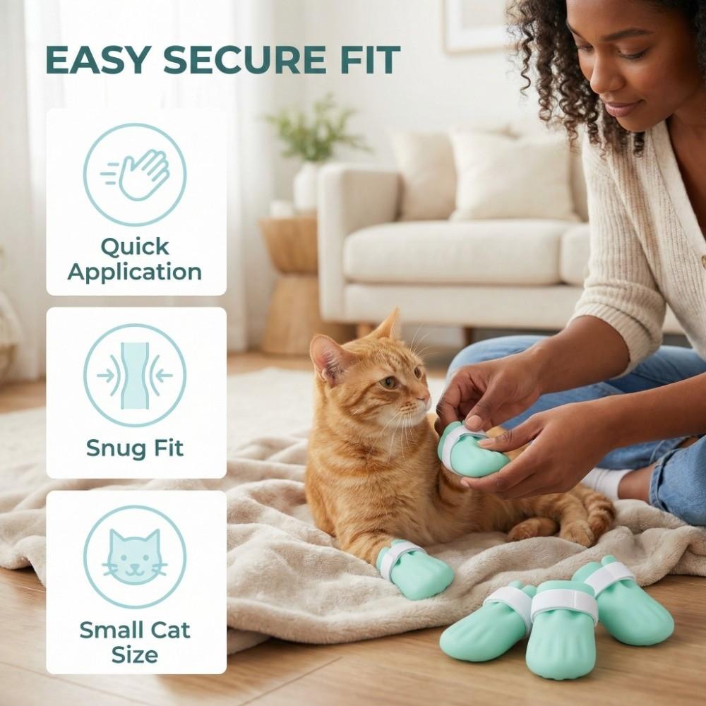 4Pcs Pet Grooming Anti-scratch Cat Foot Covers Small Soft Cat Shoes Protective Comfortable Pet Cleaning Supplies Home