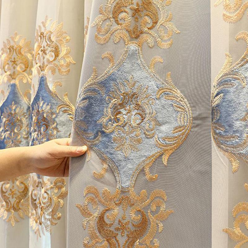 Шторы двухслойные вышитые шторы для спальни, дома, затемняющие шторы для гостиной с карнизом из пряжи