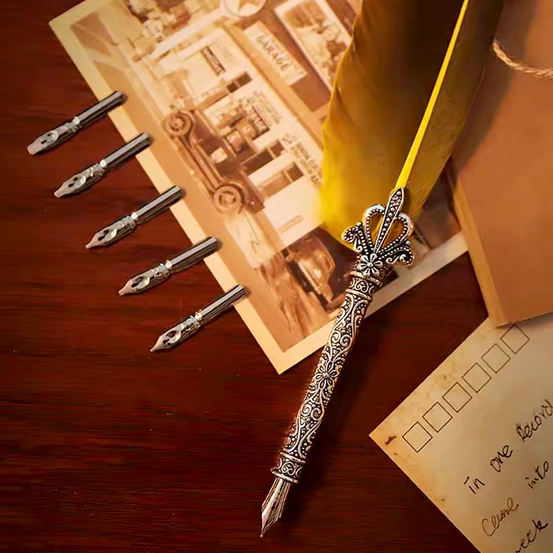 1 комплект пишущих инструментов, винтажная резьба, цветок, рот, британский стиль, новогодний подарок, высококачественная перьевая ручка, канцелярские принадлежности