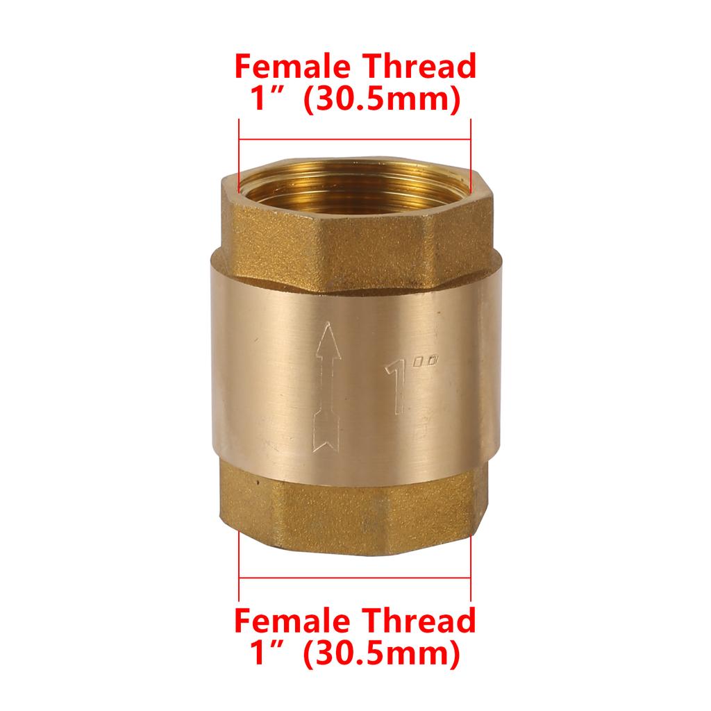 1Pc 1/2” 3/4”1” Female Thread NPT Brass Thread In-Line Spring Check Valve One-Way Anti Backflow Valve Water Control Float Valve