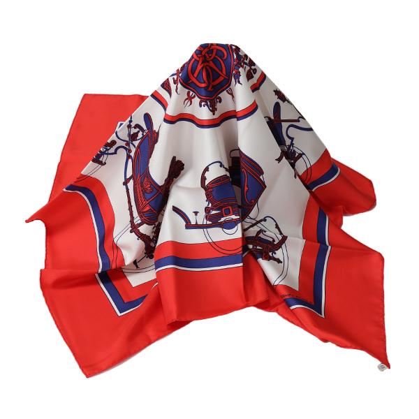 HERMES scarf Bookplate scarf Carre90 silk Red Women Storage box Used