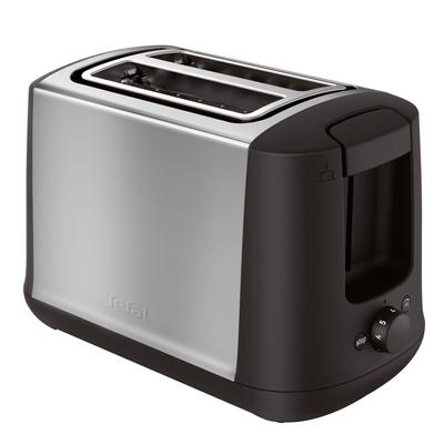 Tefal TT3408 Тостер VIVO, 7 уровней, корпус из нержавеющей стали, 2 широких отделения для ломтиков, S/XL, высокий подъем, 850 Вт, черный