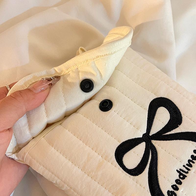 Косметичка для вышивания большой вместимости, для хранения гигиенических полотенец при менструации, с бантом, косметичка, сумка для мелочей, хлопковая ткань