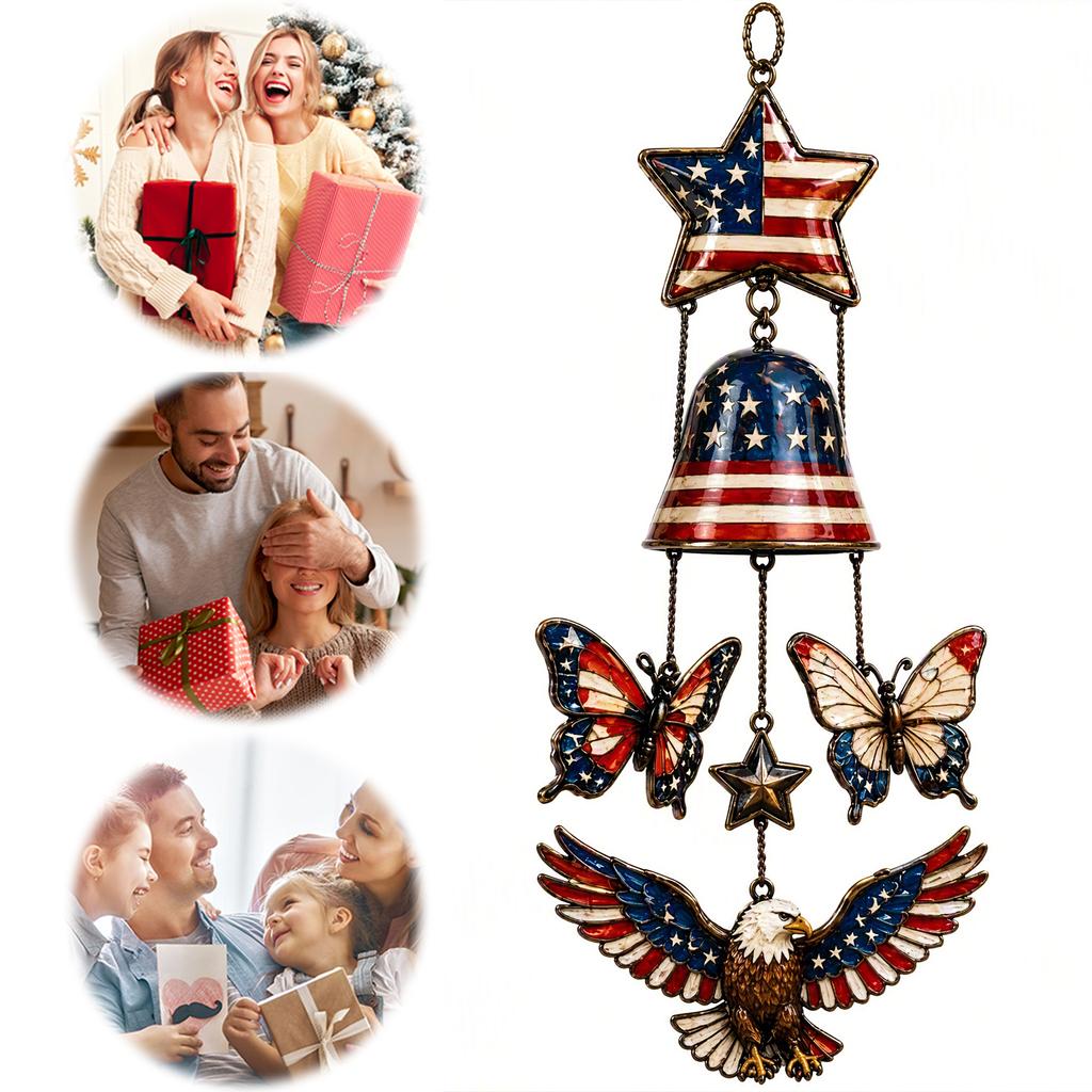 250th Anniversary Patriotic Porch Wind Chime American Flag Bald Eagle Outdoor Garden Independence Day Decor