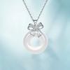S999 Pure Silver Butterfly Peace Buckle Necklace Inlaid White Chalcedony National Style New Chinese Clavicle Chain