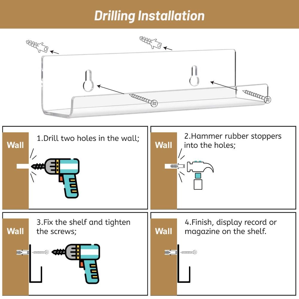 Прозрачный альбом-держатель для записей Дисплей Акриловая полка для журналов Плавающие полки для книг Гостиная