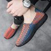 Летние мужские кроссовки черного цвета с плетением, пляжные, мягкие, легкие, спортивные туфли, повседневные, дышащие, без застежек, туфли на плоской подошве
