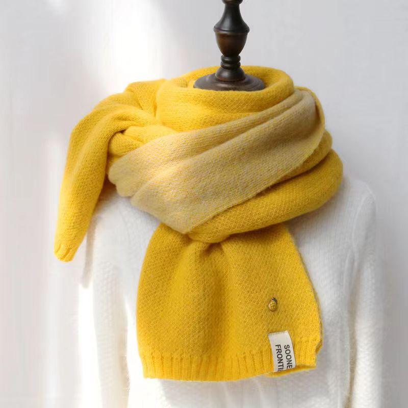 Pineapple Scarf Female Autumn and Winter Models Korean Wild Student Couple Cute Knitted Woolen Thick Warm Scarf