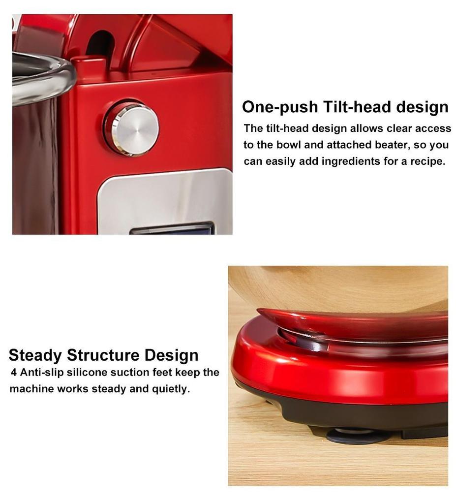 BioloMix BM601 1200 Вт кухонный миксер, венчик для сливок и яиц, тестомес для торта, емкость 6 л, чаша из нержавеющей стали