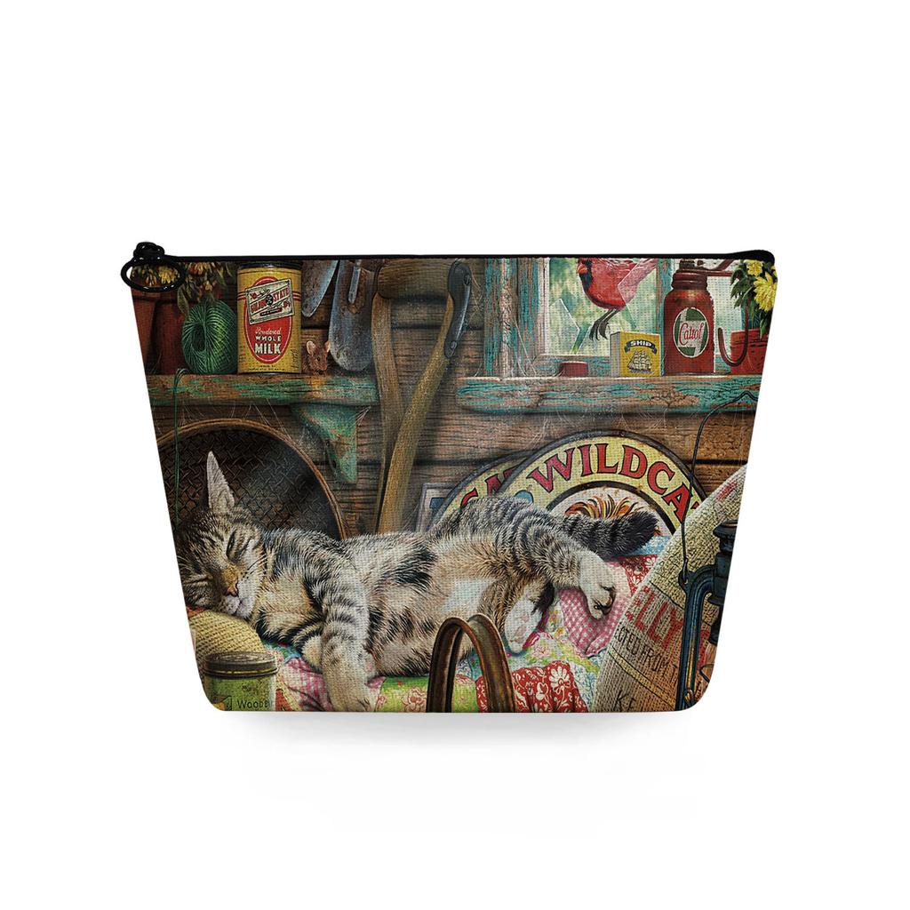 Женская косметичка с принтом кошки, органайзер для туалетных принадлежностей, дорожный чехол для хранения 6784