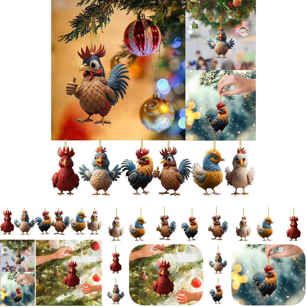 Милая мультяшная курица Акриловая подвеска в машину Украшение на елку Домашний декор