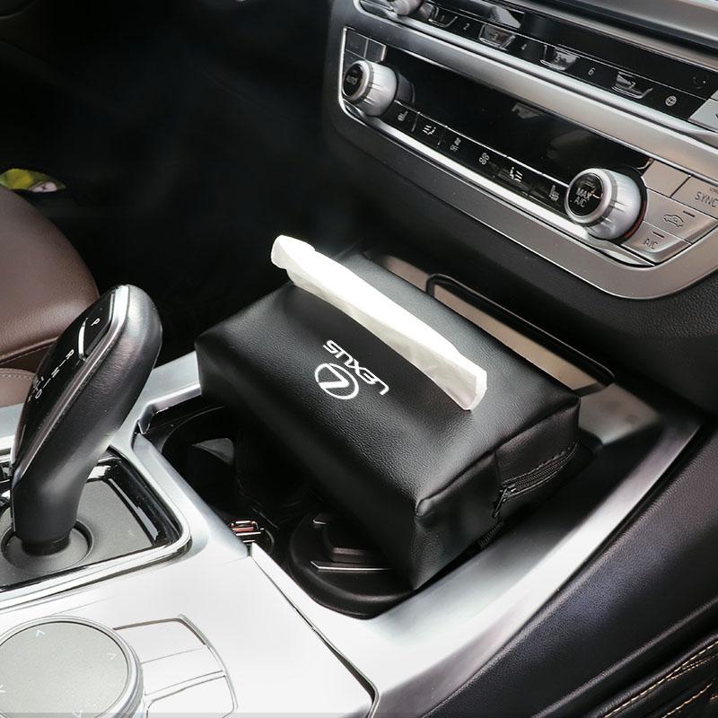 QDDY3 PU Leather Car Tissue Box Facial Tissue Storage Bag For Lexus FSPORT LBX NX RX 350h 450h ES UX 300e GS IS LS LX CT LC RC GX460