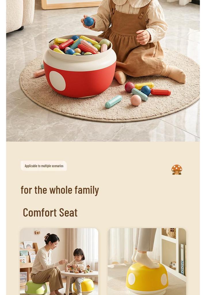 Mushroom Stool - Cute Children's Shoe Changing and Side Table Stool for Home Entrance and Hallway.