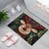 1PCS Fluffy Christmas Deer Microfiber Bath Mat - Quick-Dry & Absorbent, Festive Holiday Design with Red Berries & Green Leaves