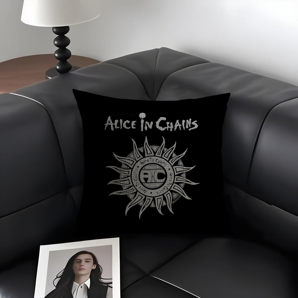 A-Alice In C-Chains Чехол на подушку с принтом группы Натуральный лен Органическая ткань Двусторонний принт Диван Домашний декор Подарок Наволочка