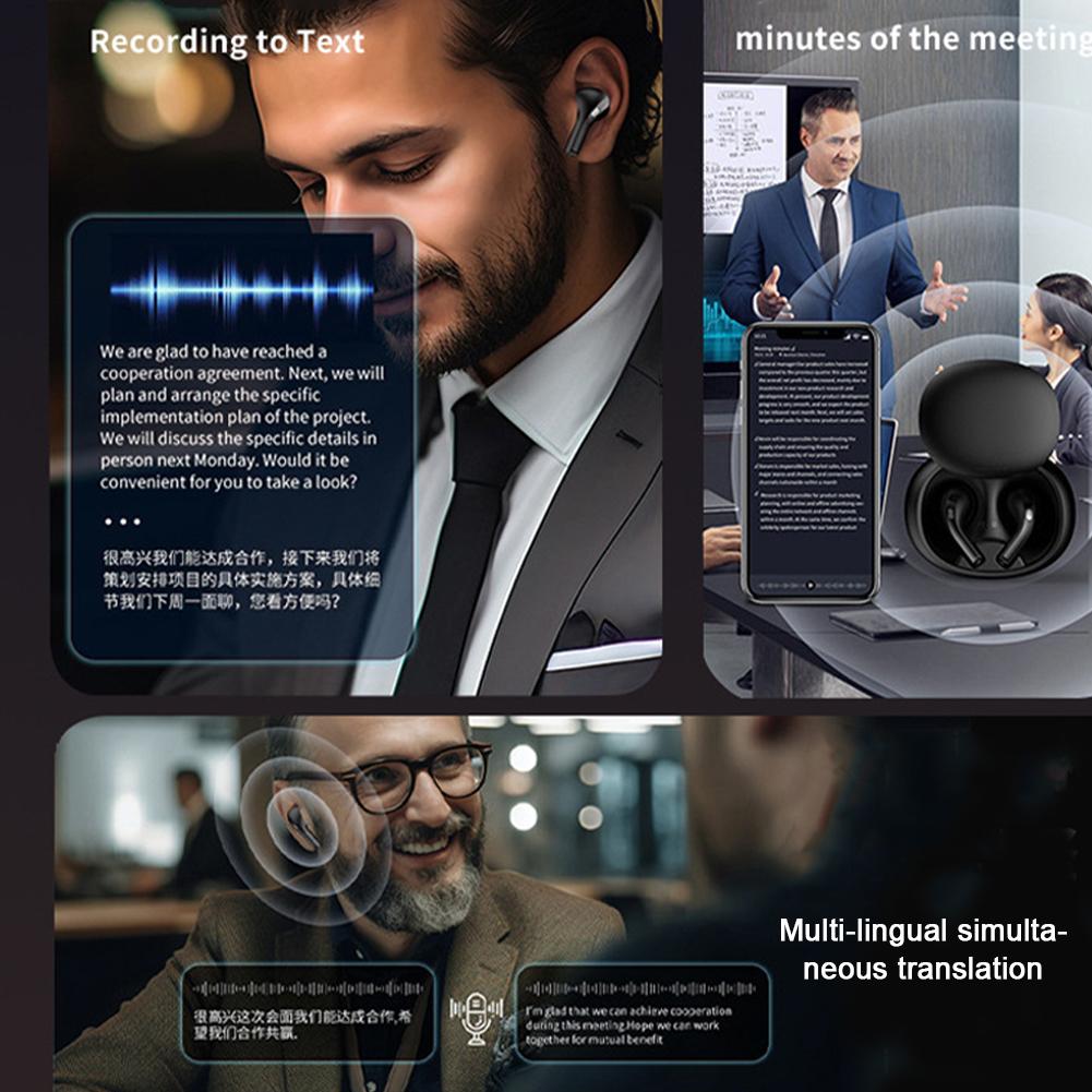 Наушники Bluetooth с искусственным интеллектом и функцией перевода, с цветным ЖК-экраном, шумоподавлением, спортивные наушники