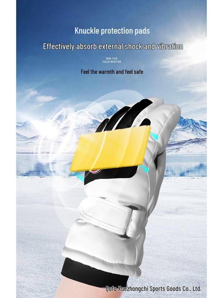 Touchscreen Heated Velvet Ski Gloves - Winter Outdoor Sports for Adults