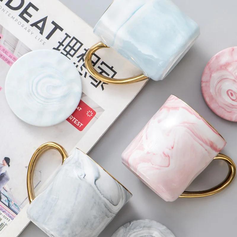 400 мл керамическая кружка с мраморным золотым ободком, скандинавская кофейная чашка, подарок на годовщину для пары, чашка для завтрака, овсянки, молока, подарок на день святого Валентина