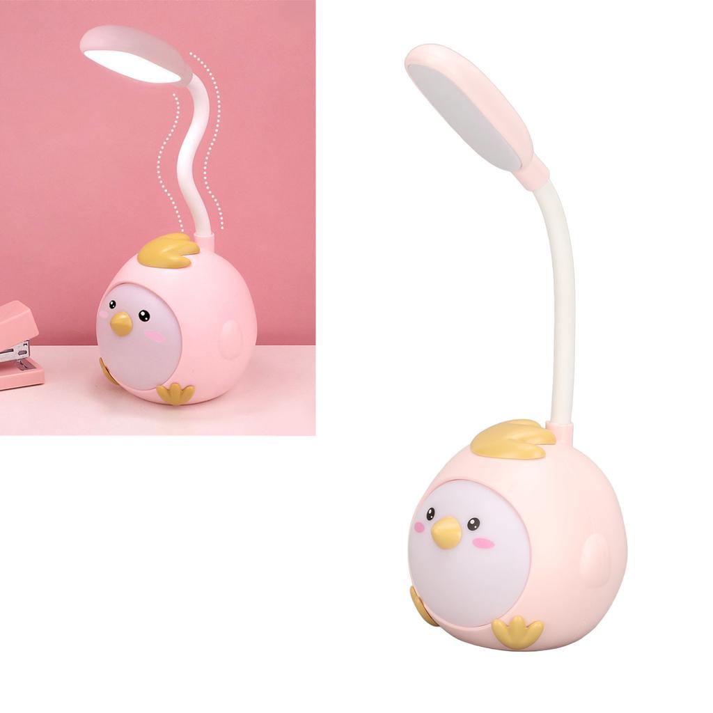 LED Desk Lamp USB Charging Eye Flexible Color Night Light with Cute Chicken Base